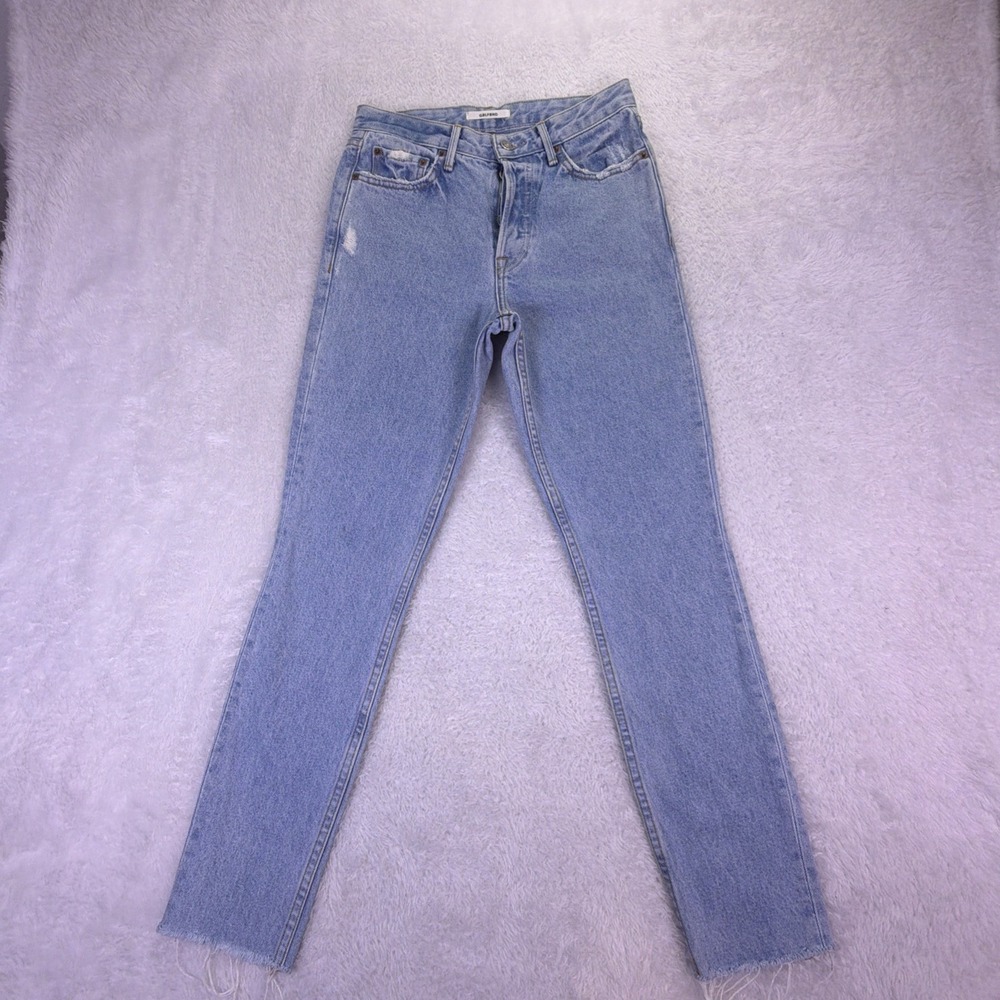 GRLFRND Women Jeans 24 (26x27) Karolina High Rise Button Fly Skinny Raw Hem